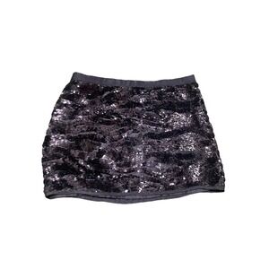 Milly Minis Girls Sequined Zippered A-Line Mini Skirt Solid Black Size 12